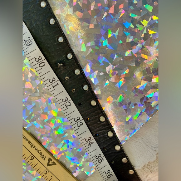 Vintage Western Studded Concho Belt Black Leather Southwestern Cowgirl Boho M/L - Picture 8 of 11